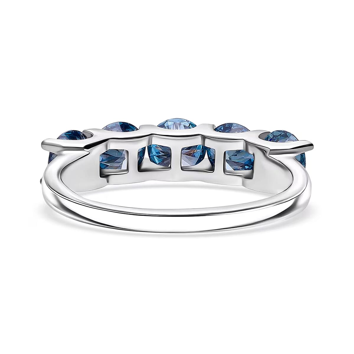 Luxuriant Lab Grown Blue Diamond (IR) SI 2.00 ctw Floral Vine Ring in Rhodium Over Sterling Silver (Size 9.0) image number 7