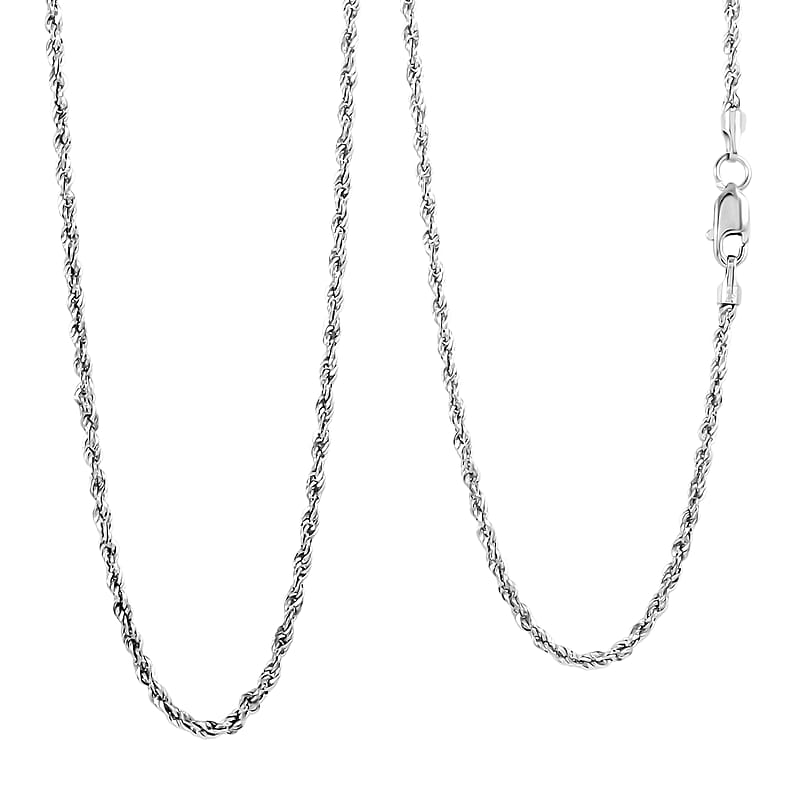 10K White Gold 1.5mm Rope Chain Necklace 1.3 Grams 18 Inches