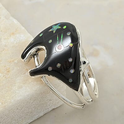 Santa Fe Style Black Onyx 6.50 ctw Dots Ring in Sterling Silver (Size 10.0)