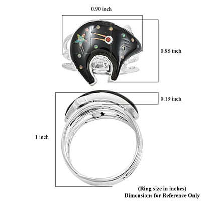 Santa Fe Style Black Onyx 6.50 ctw Dots Ring in Sterling Silver (Size 10.0)