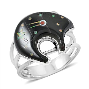 Santa Fe Style Black Onyx 6.50 ctw Dots Ring in Sterling Silver (Size 11.0)