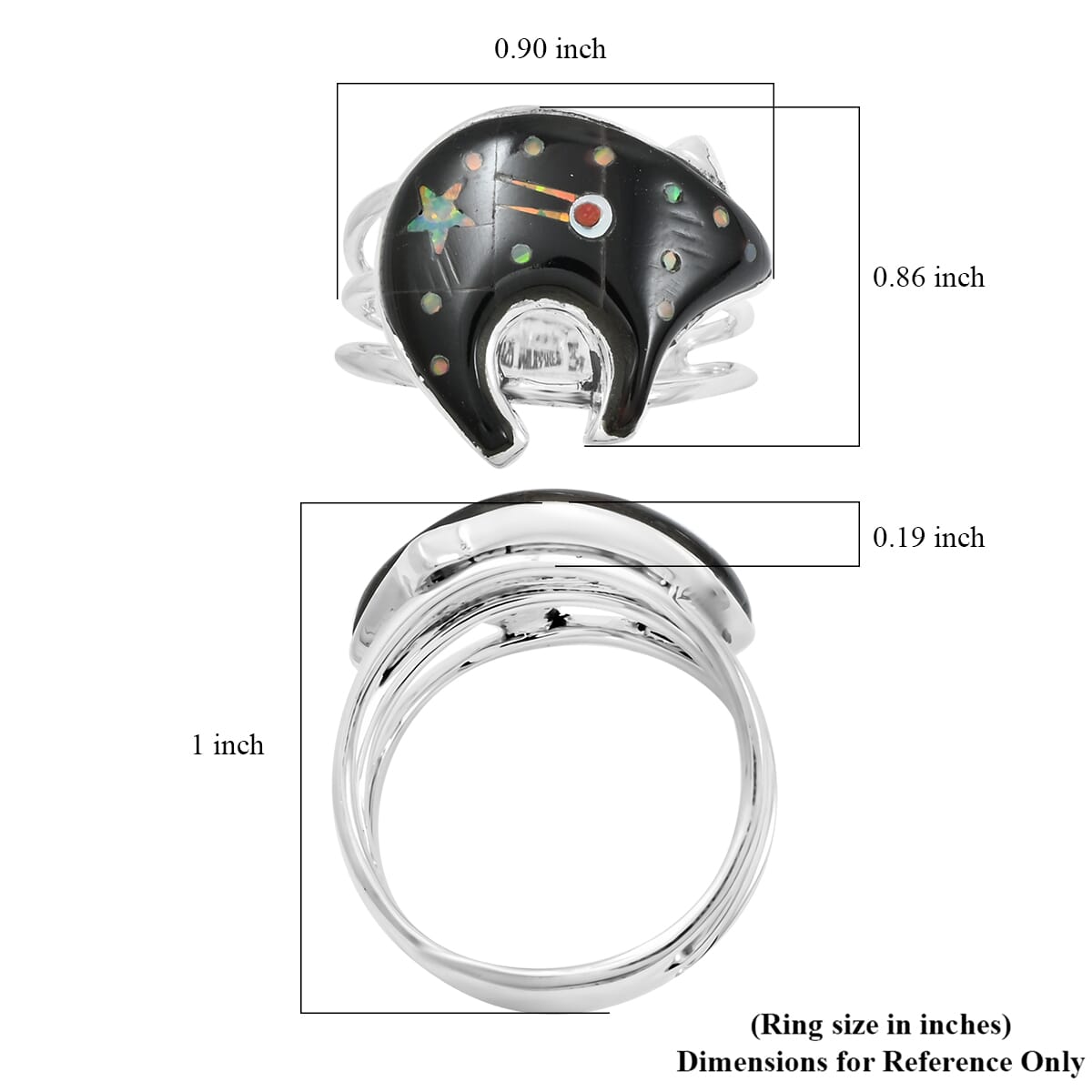 Santa Fe Style Black Onyx 6.50 ctw Dots Ring in Sterling Silver (Size 9.0) image number 4