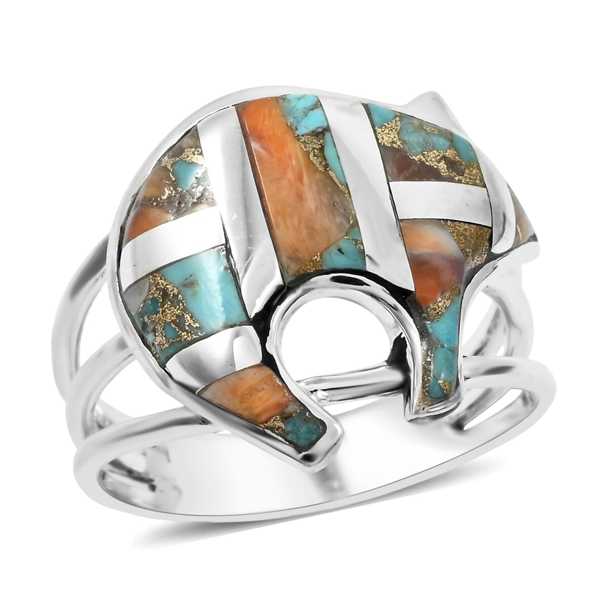 Santa Fe Style Multi Gemstone 6.50 ctw Ring in Sterling Silver (Size 10.0) image number 0