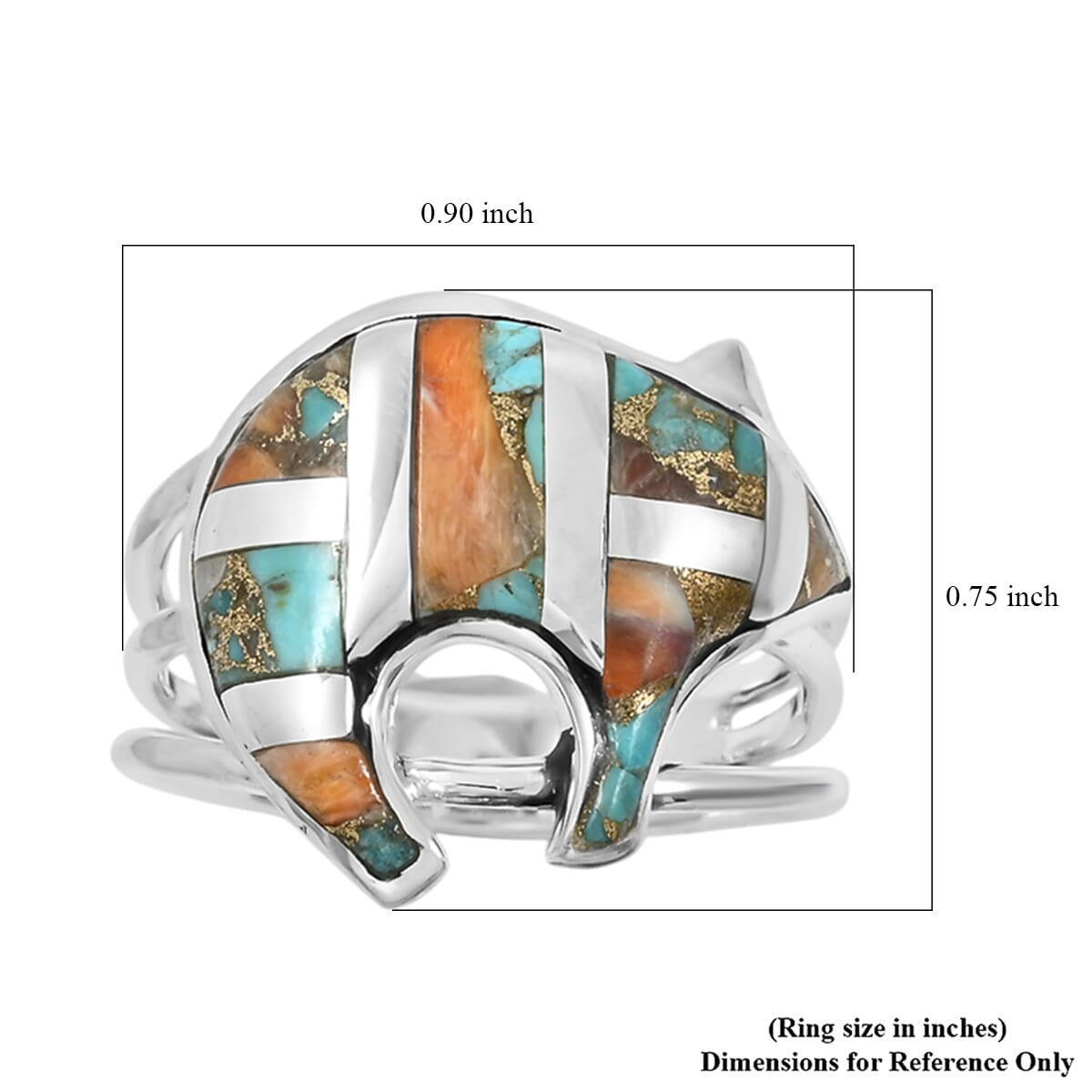 Santa Fe Style Multi Gemstone 6.50 ctw Ring in Sterling Silver (Size 10.0) image number 4