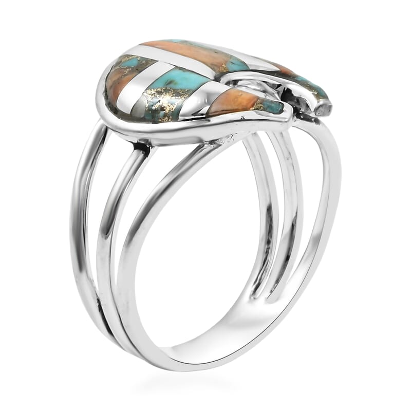 Santa Fe Style Multi Gemstone 6.50 ctw Ring in Sterling Silver (Size 7.0)