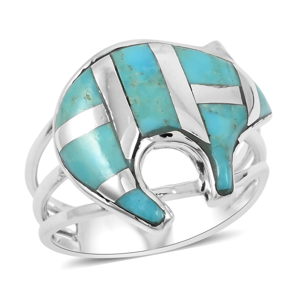 Santa Fe Style Kingman Turquoise 6.50 ctw Ring in Sterling Silver (Size 11.0) image number 0