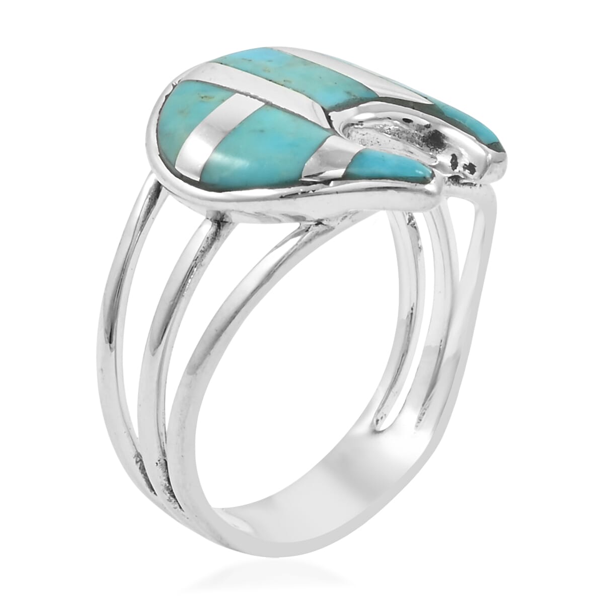 Santa Fe Style Kingman Turquoise 6.50 ctw Ring in Sterling Silver (Size 11.0) image number 3