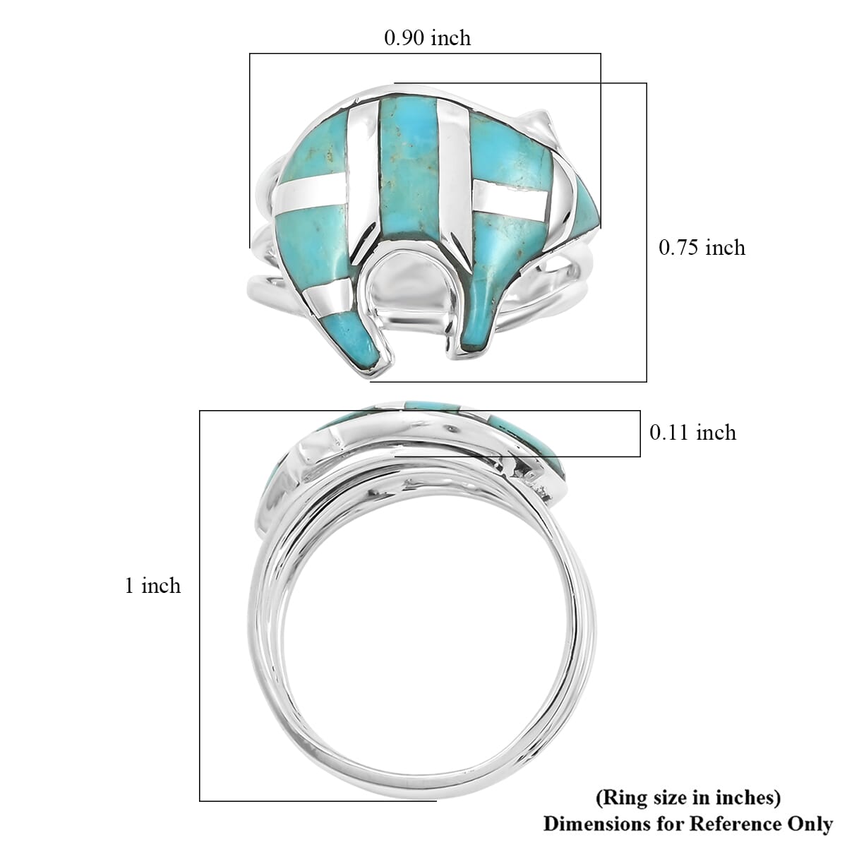 Santa Fe Style Kingman Turquoise 6.50 ctw Ring in Sterling Silver (Size 11.0) image number 4