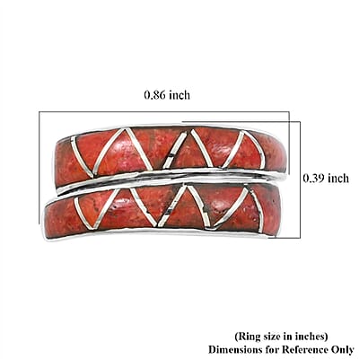 Santa Fe Style Enhanced Red Coral 8.50 ctw Ring in Sterling Silver (Size 10.0)