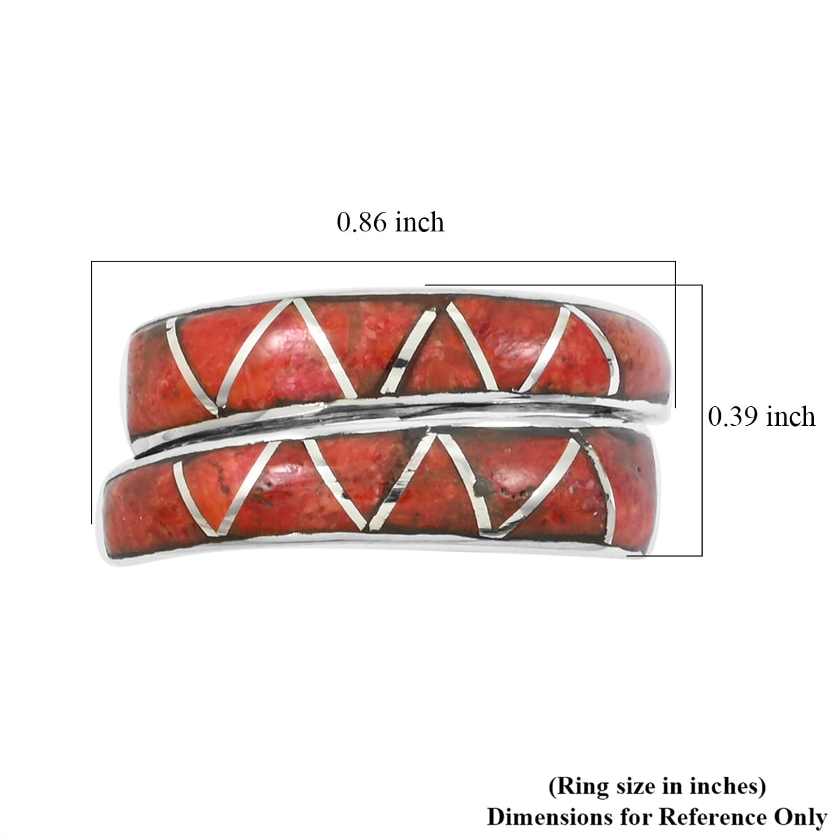 Santa Fe Style Enhanced Red Coral 8.50 ctw Ring in Sterling Silver (Size 9.0) image number 4