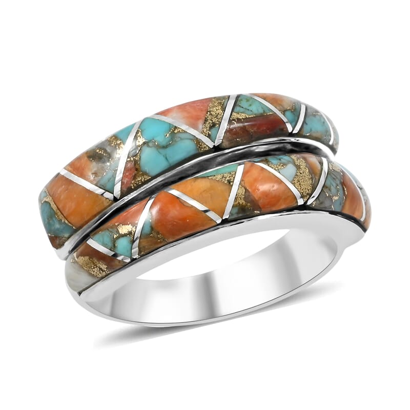 Santa Fe Style Spiny Turquoise 8.50 ctw Ring in Sterling Silver (Size 11.0)