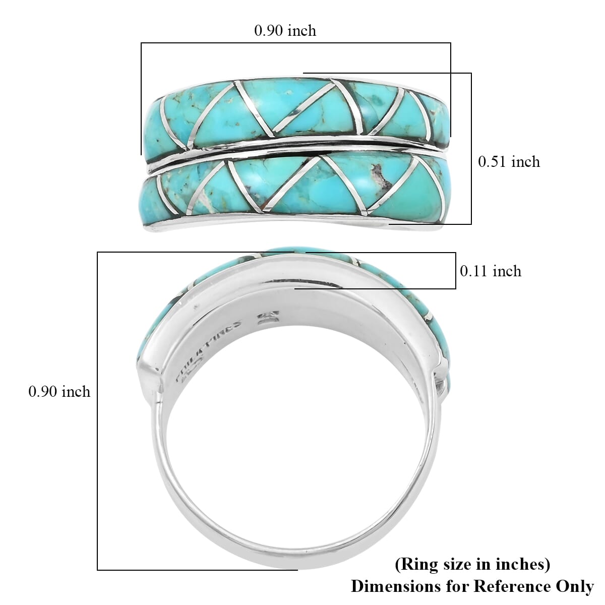 Santa Fe Style Kingman Turquoise 8.50 ctw Ring in Sterling Silver (Size 11.0) image number 4