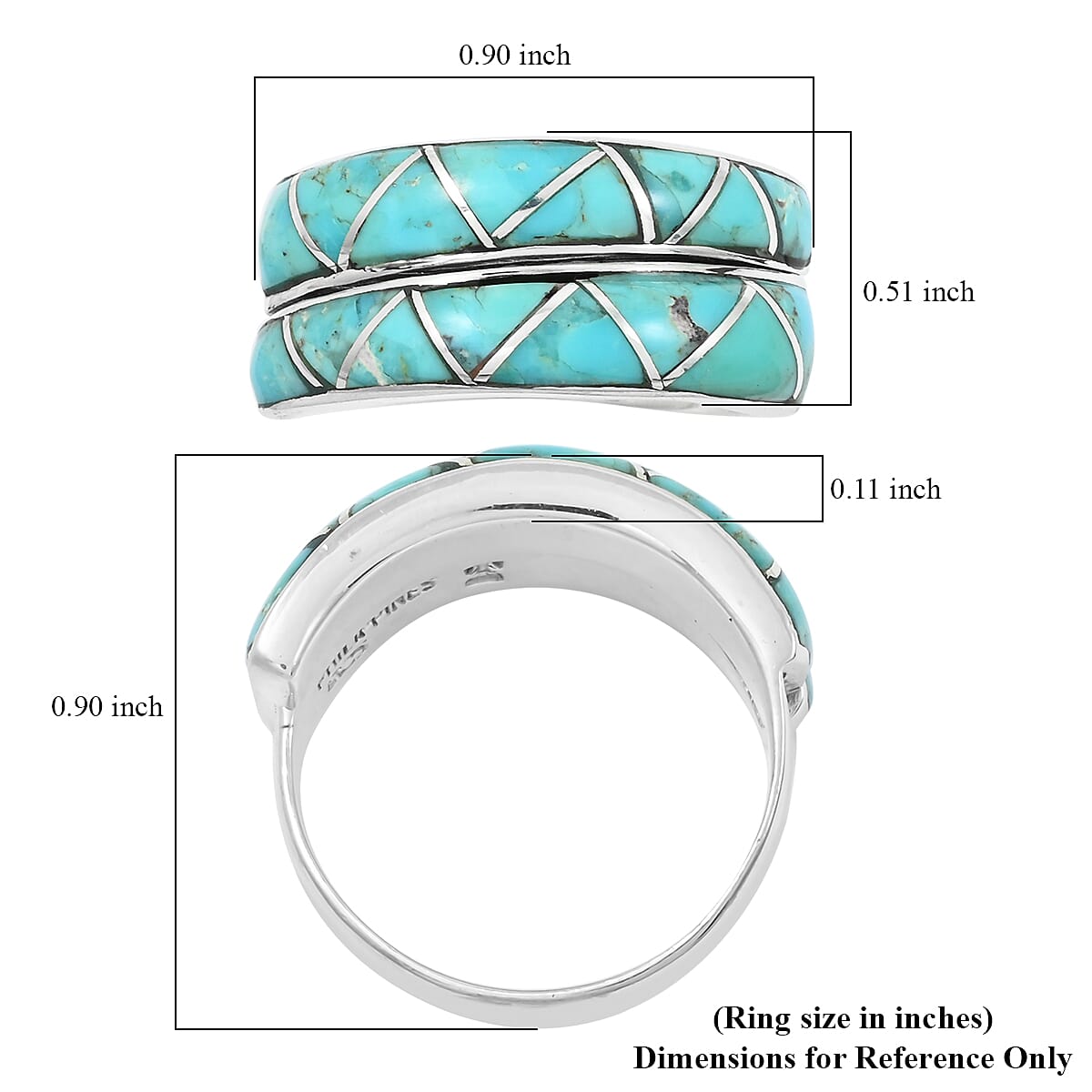 Santa Fe Style Kingman Turquoise 8.50 ctw Ring in Sterling Silver (Size 6.0) image number 4