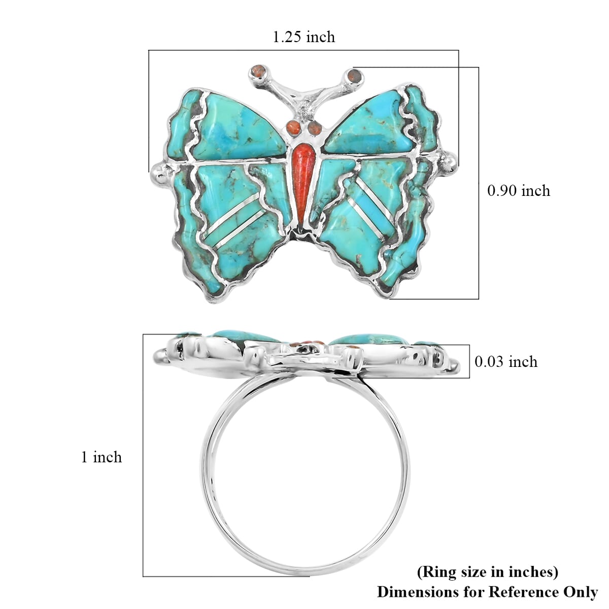 Santa Fe Style Kingman Turquoise 7.00 ctw Ring in Sterling Silver (Size 10.0) image number 4