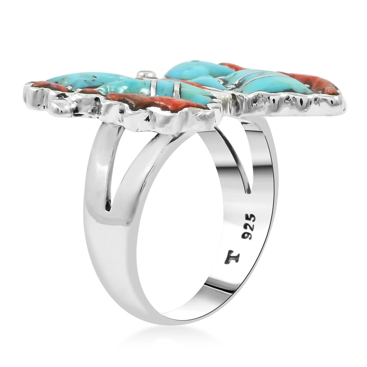 Santa Fe Style Multi Gemstone 7.00 ctw Ring in Sterling Silver (Size 6.0) image number 3
