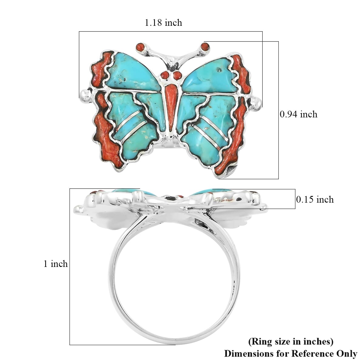 Santa Fe Style Multi Gemstone 7.00 ctw Ring in Sterling Silver (Size 6.0) image number 4