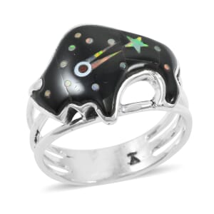 Santa Fe Style Black Onyx 7.00 ctw Dots Ring in Sterling Silver (Size 10.0)