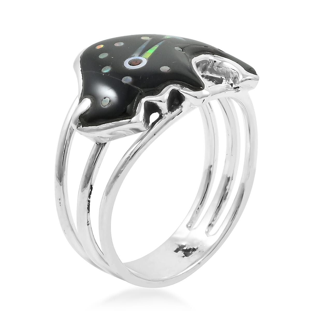 Santa Fe Style Black Onyx 7.00 ctw Dots Ring in Sterling Silver (Size 10.0)