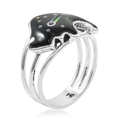 Santa Fe Style Black Onyx 7.00 ctw Dots Ring in Sterling Silver (Size 10.0)