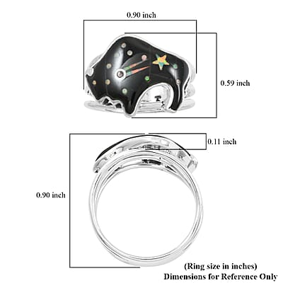 Santa Fe Style Black Onyx 7.00 ctw Dots Ring in Sterling Silver (Size 10.0)