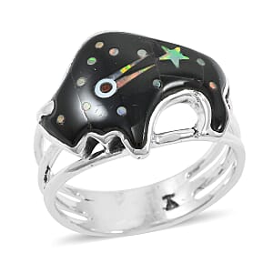 Santa Fe Style Black Onyx 7.00 ctw Dots Ring in Sterling Silver (Size 8.0)