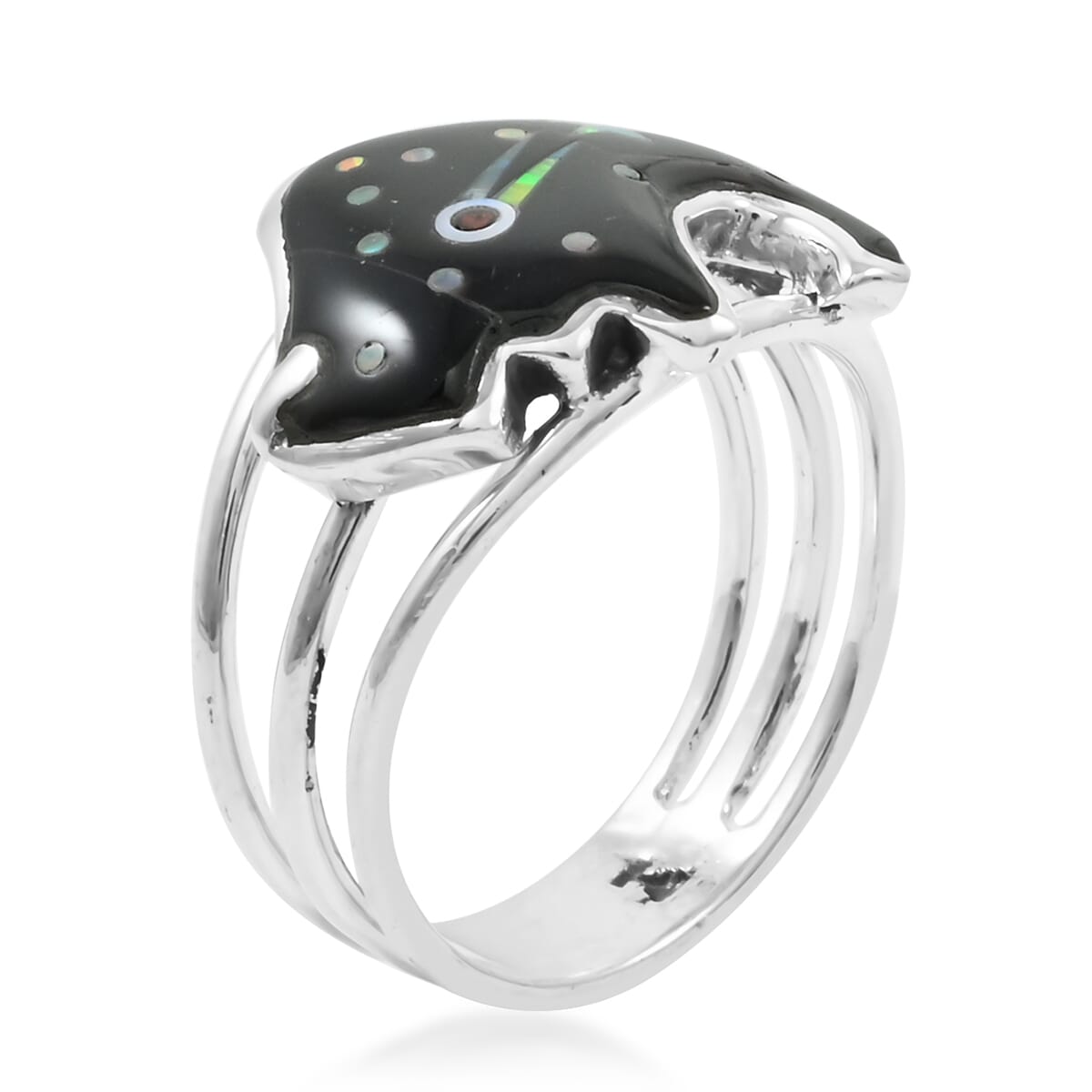 Santa Fe Style Black Onyx 7.00 ctw Dots Ring in Sterling Silver (Size 9.0) image number 3