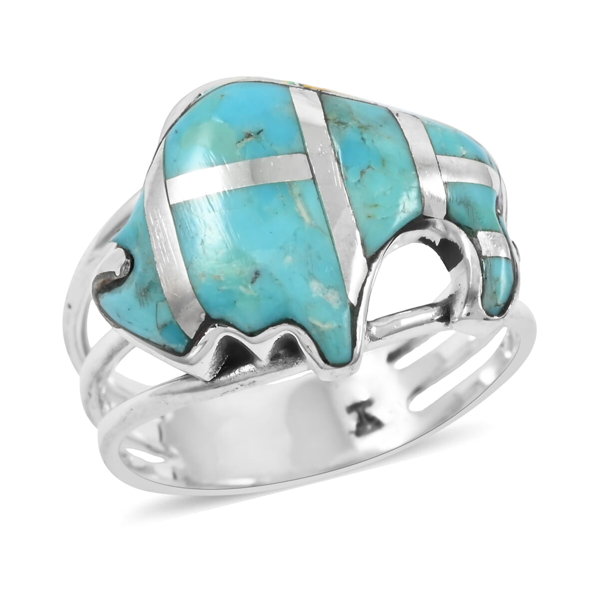 Santa Fe Style Kingman Turquoise 7.00 ctw Ring in Sterling Silver (Size 10.0) image number 0