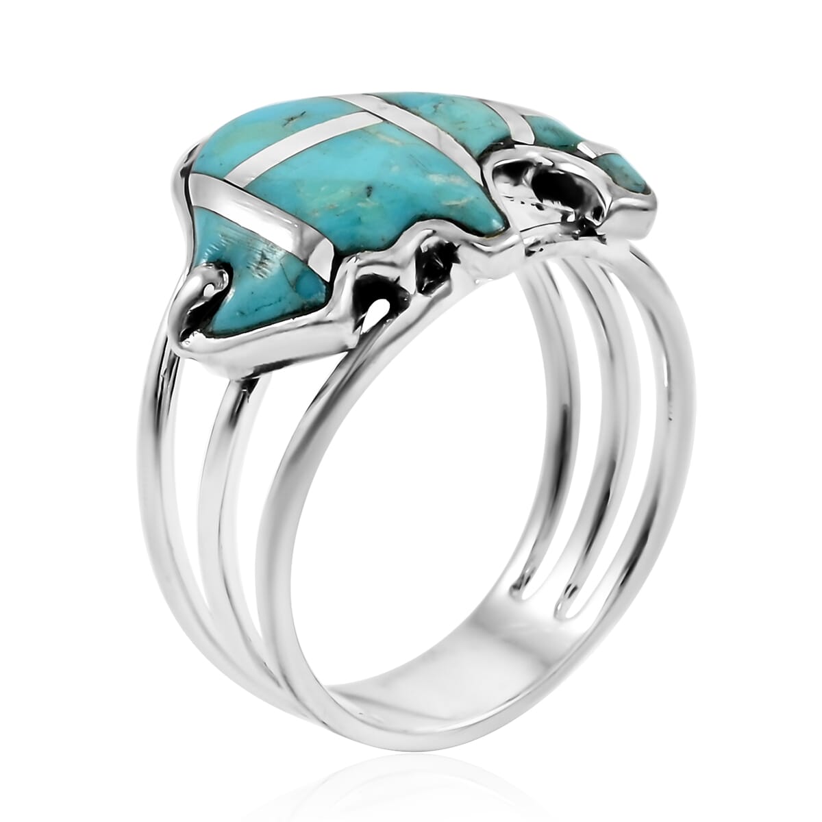 Santa Fe Style Kingman Turquoise 7.00 ctw Ring in Sterling Silver (Size 10.0) image number 3
