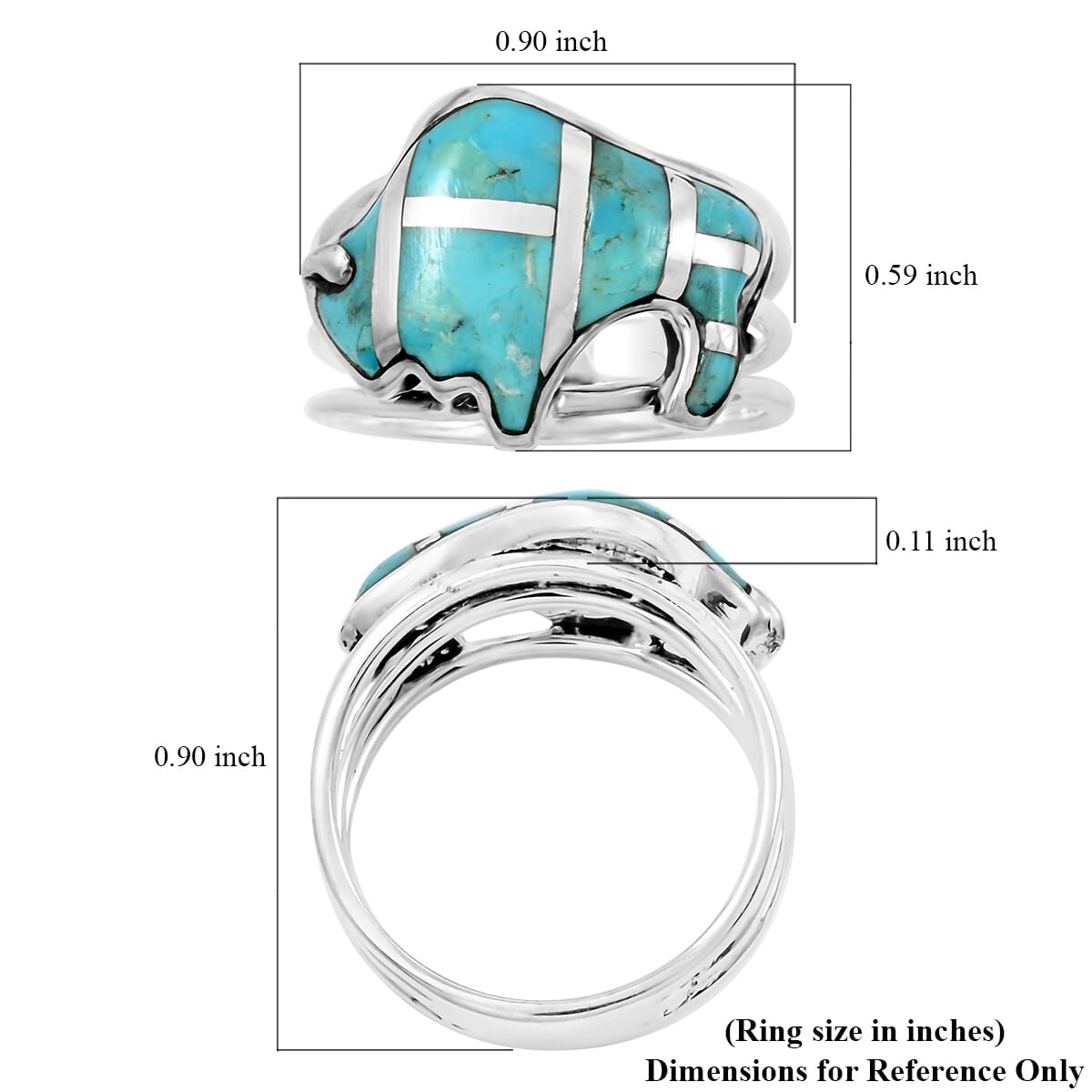 Santa Fe Style Kingman Turquoise 7.00 ctw Ring in Sterling Silver (Size 10.0) image number 4