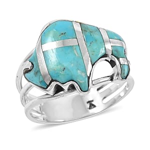 Santa Fe Style Kingman Turquoise 7.00 ctw Ring in Sterling Silver (Size 8.0)