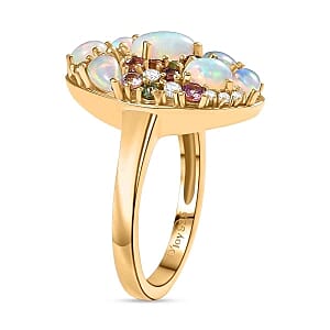 Ethiopian Welo Opal and Multi Gemstone 2.50 ctw Ring in Vermeil Yellow Gold Over Sterling Silver (Size 11.5)