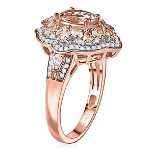 D'Joy Premium Marropino Morganite and White Zircon 3.00 ctw Ring in 18K Vermeil Rose Gold Over Sterling Silver (Size 6.0)