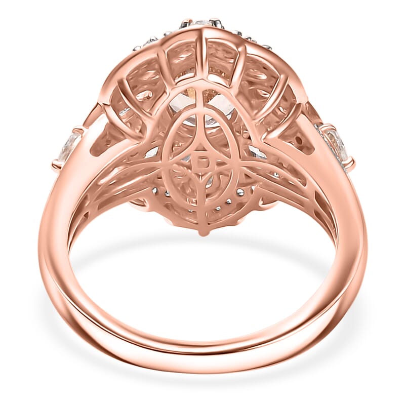 D'Joy Premium Marropino Morganite and White Zircon 3.00 ctw Regal Sky Sparkle Ring in 18K Vermeil Rose Gold Over Sterling Silver (Size 8.0)