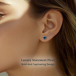 Luxuriant Lab Grown Blue Diamond (IR) VS 4.00 ctw Stud Earrings in 950 Platinum