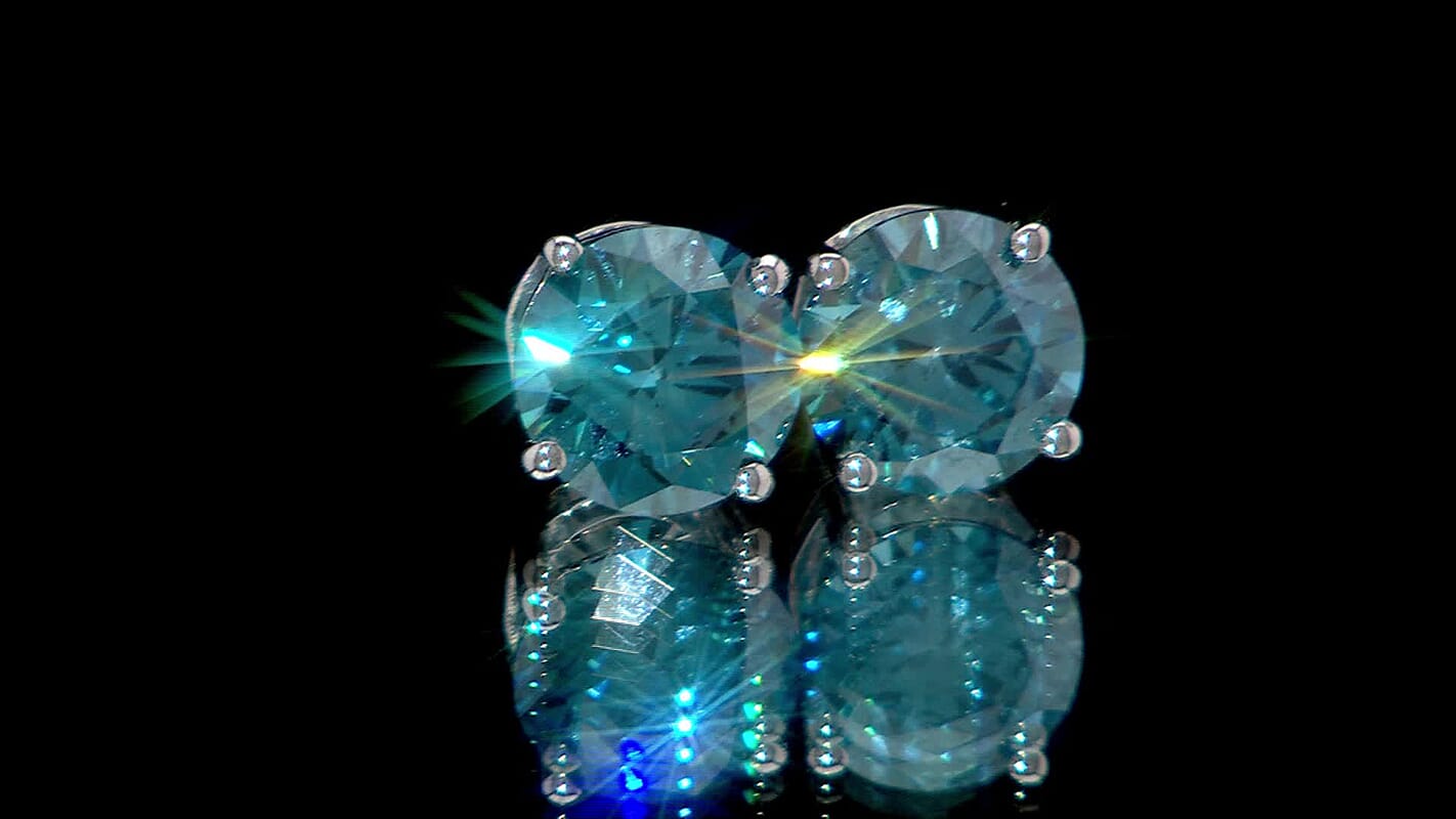 Luxuriant Lab Grown Blue Diamond (IR) VS 4.00 ctw Stud Earrings in 950 Platinum