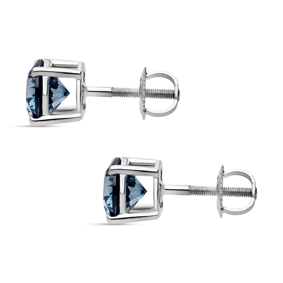 Luxuriant Lab Grown Blue Diamond VS 4.00 ctw Stud Earrings in 950 Platinum image number 2