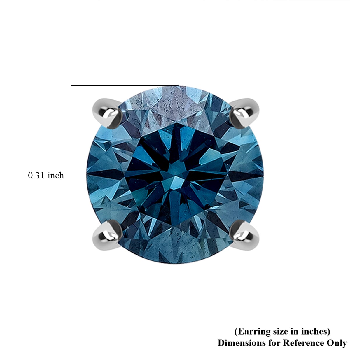 Luxuriant Lab Grown Blue Diamond VS 4.00 ctw Stud Earrings in 950 Platinum image number 3