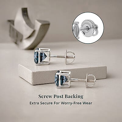 Luxuriant Lab Grown Blue Diamond (IR) VS 4.00 ctw Stud Earrings in 950 Platinum