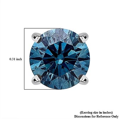 Luxuriant Lab Grown Blue Diamond (IR) VS 4.00 ctw Stud Earrings in 950 Platinum