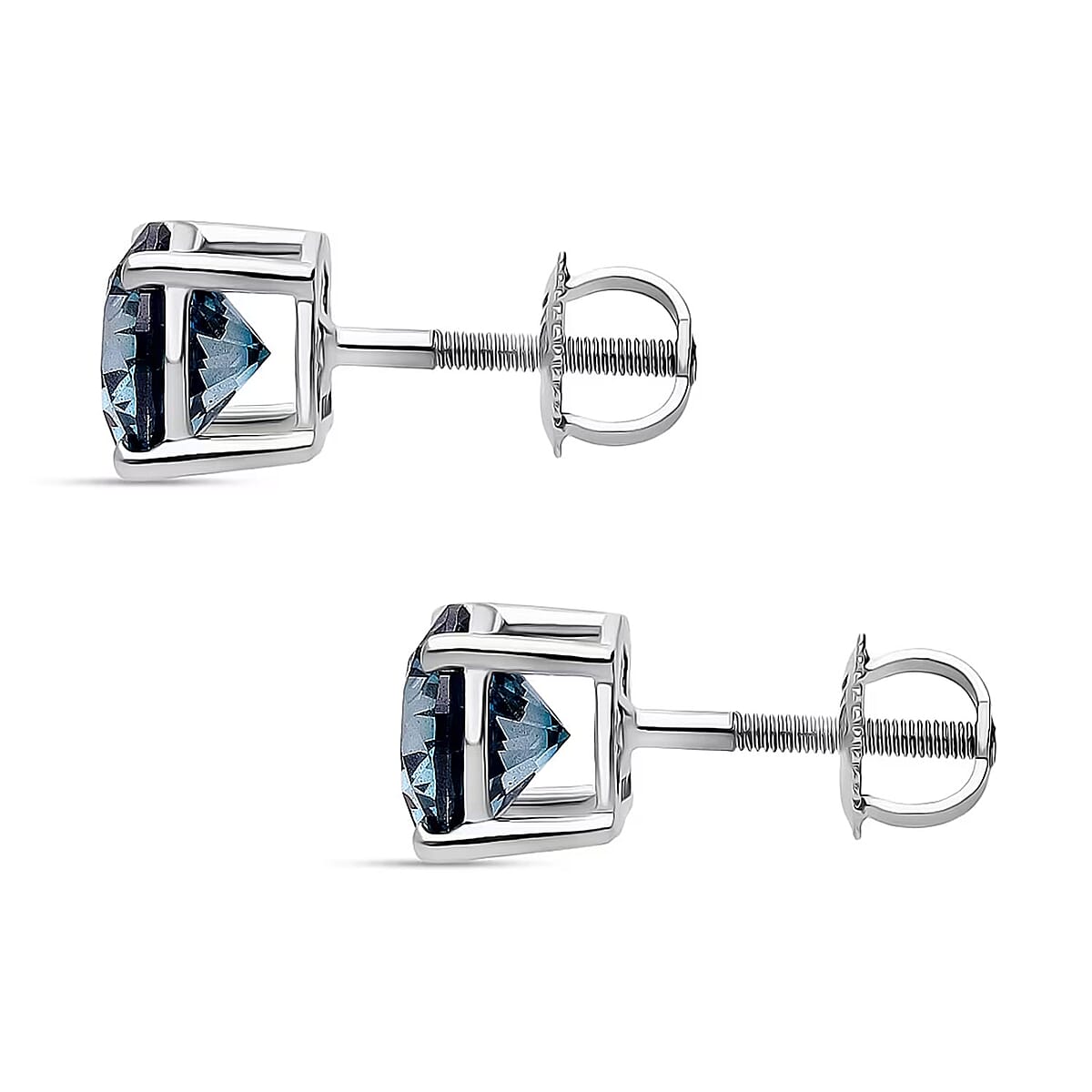 Luxuriant Lab Grown Blue Diamond (IR) VS 4.00 ctw Stud Earrings in 950 Platinum image number 7