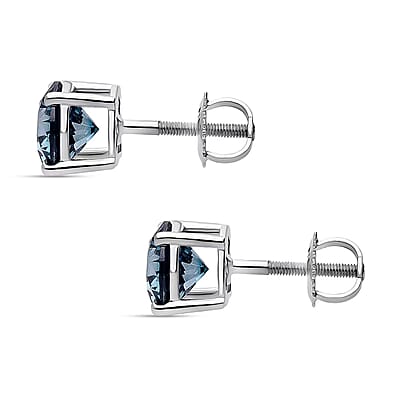 Luxuriant Lab Grown Blue Diamond (IR) VS 4.00 ctw Stud Earrings in 950 Platinum