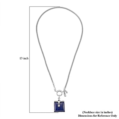 Lapis Lazuli 90.00 ctw and Austrian Crystal Necklace in Silvertone 25.50 Inches