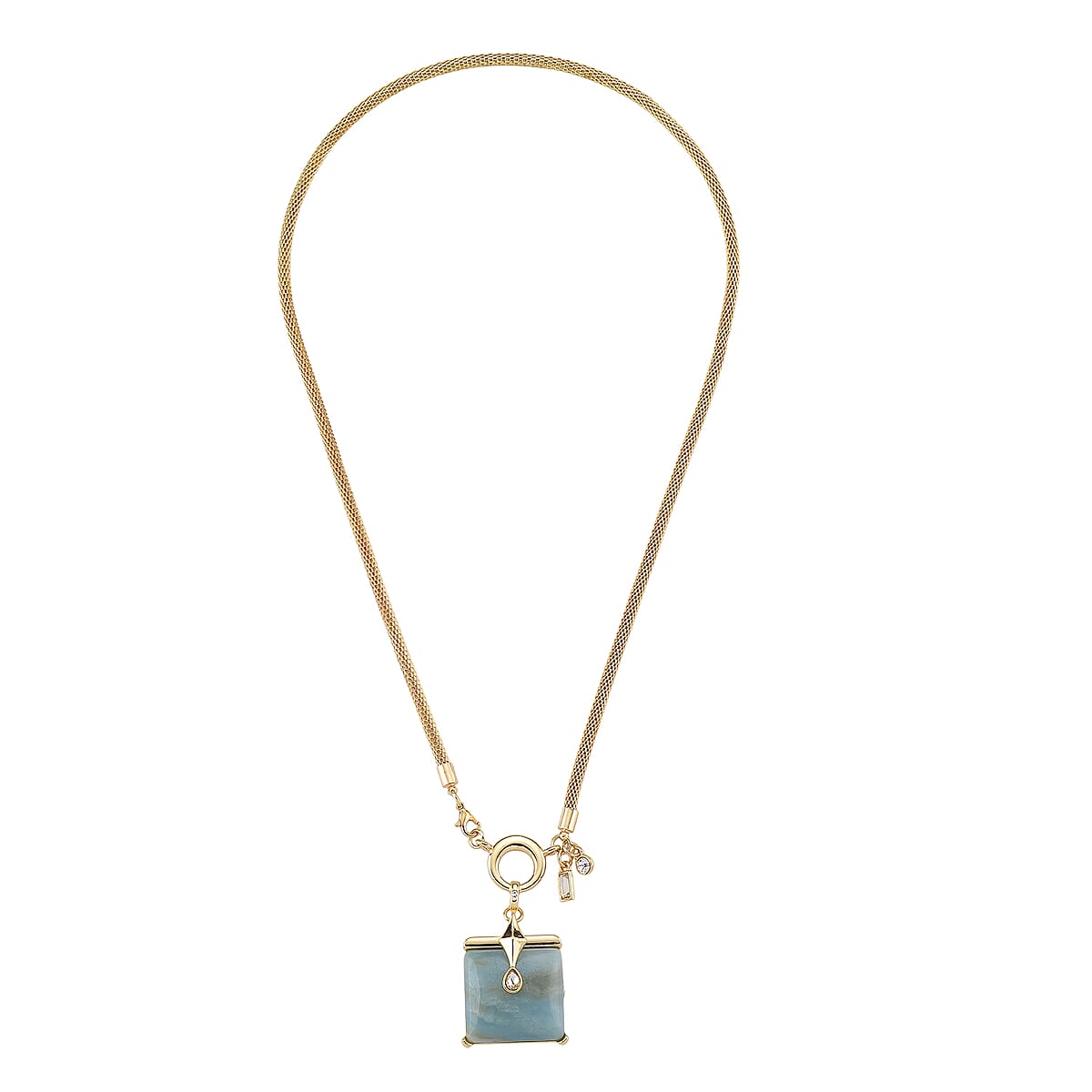 Amazonite 90.00 ctw and Austrian Crystal Necklace in Goldtone 25.50 Inches image number 2