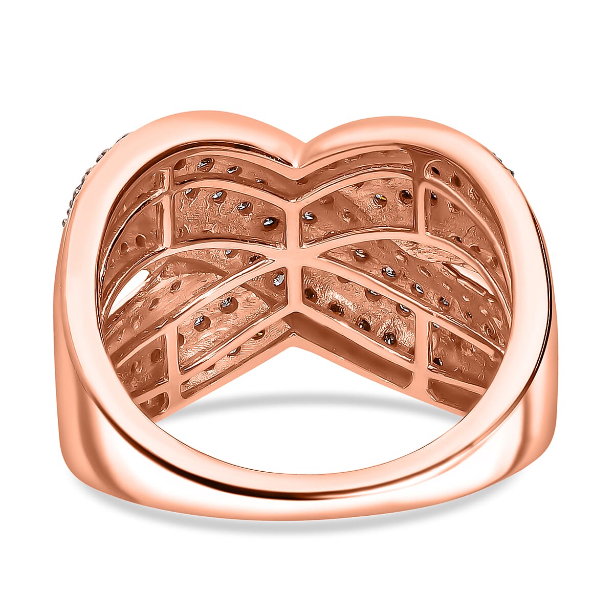 D&rsquo;Joy Natural Champagne Diamond 0.75 ctw Crossover Bridge Ring in 18K Vermeil Rose Gold Over Sterling Silver (Size 8.0)  image number 3