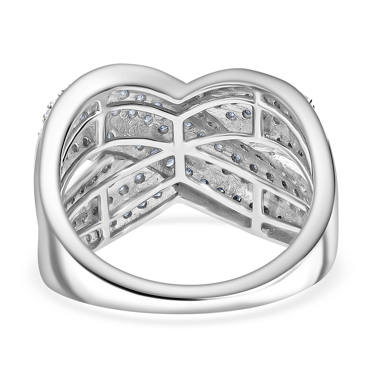 D&rsquo;Joy Diamond 0.75 ctw Crossover Bridge Ring in Rhodium Over Sterling Silver (Size 6.0)  image number 3