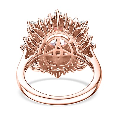 D'Joy Premium Martha Rocha Kunzite and Moissanite 4.20 ctw Celestial Bloom Ring in 18K Vermeil Rose Gold Over Sterling Silver (Size 10.0)