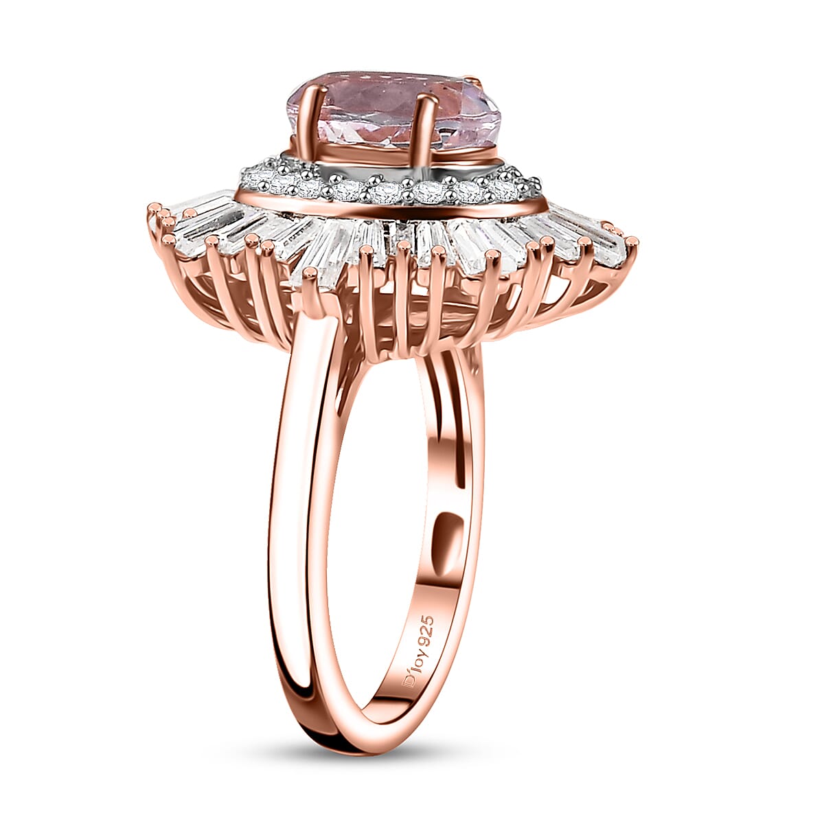 D'Joy Premium Martha Rocha Kunzite and Moissanite 4.20 ctw Celestial Bloom Ring in 18K Vermeil Rose Gold Over Sterling Silver (Size 6.0) image number 3