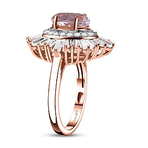 D'Joy Premium Martha Rocha Kunzite and Moissanite 4.20 ctw Celestial Bloom Ring in 18K Vermeil Rose Gold Over Sterling Silver (Size 6.0)