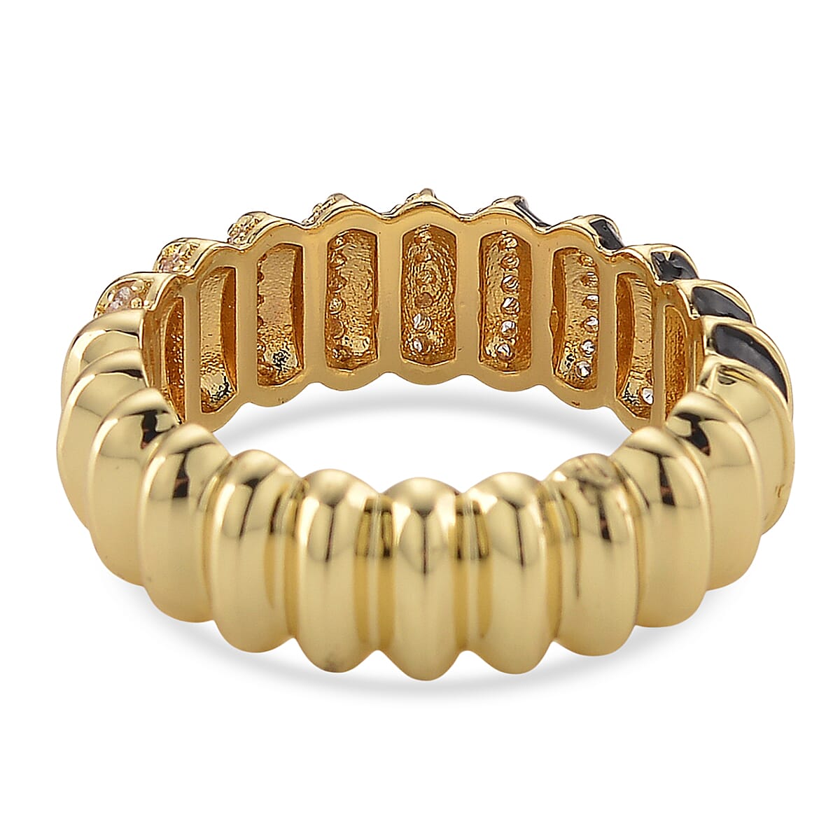 Simulated Diamond Enameled Eternity Ring in Goldtone (Size 10.0) image number 3
