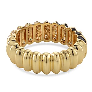 Simulated Diamond Enameled Eternity Ring in Goldtone (Size 10.0)